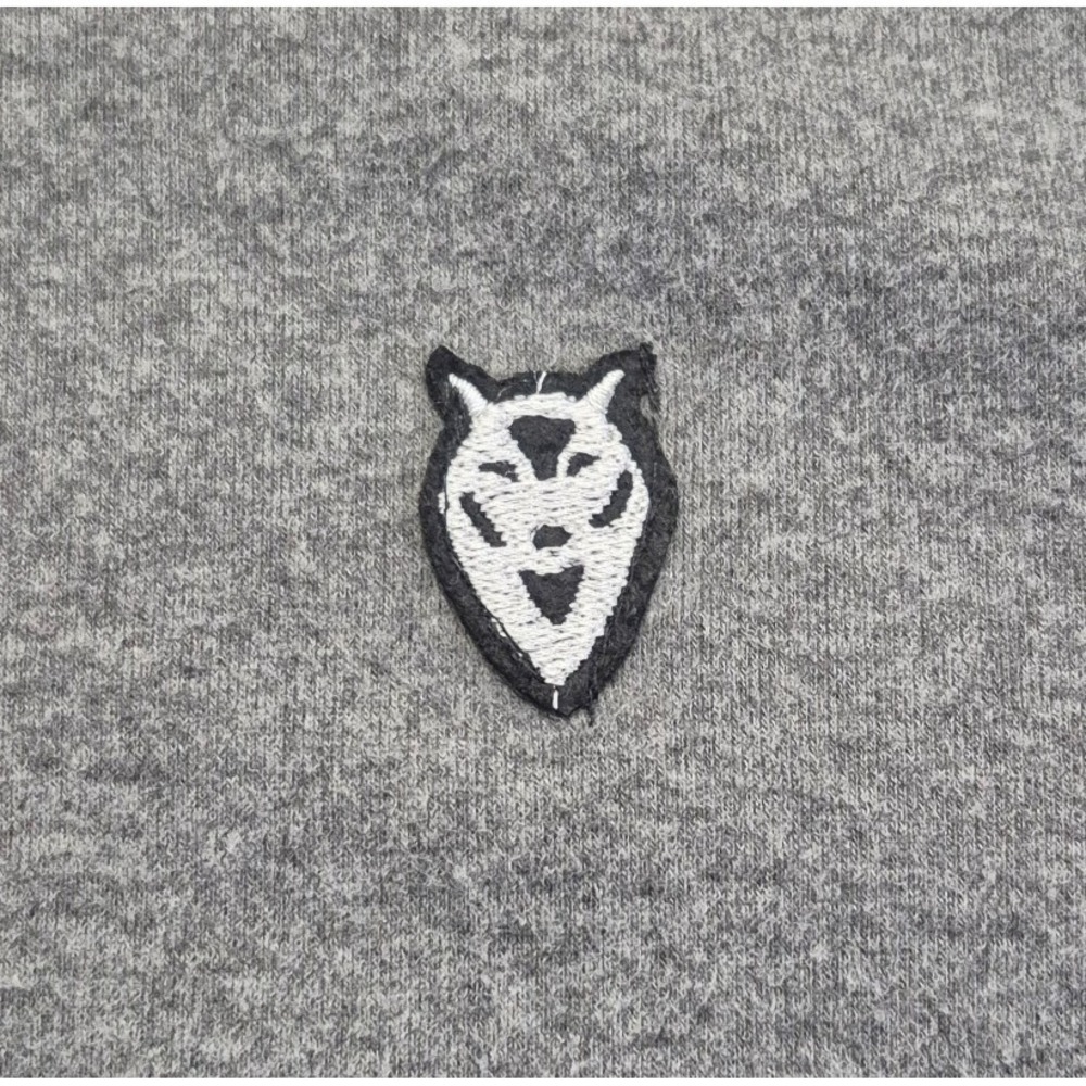 Gerui Si women's gray cowl neck hoodie LG Wolf Logo Thumb Holes Pullover - Picture 3 of 14